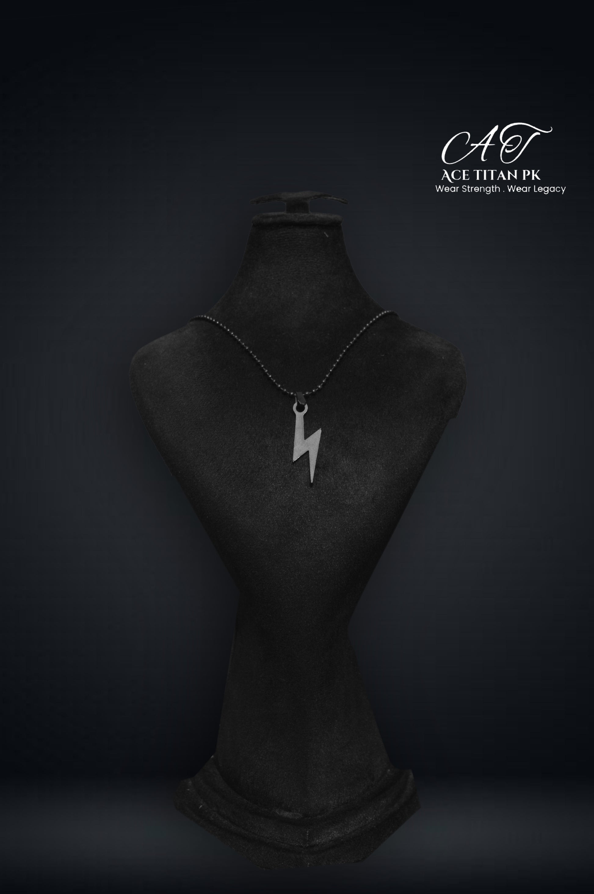 Titan Bolt Pendant – Black Steel Edition